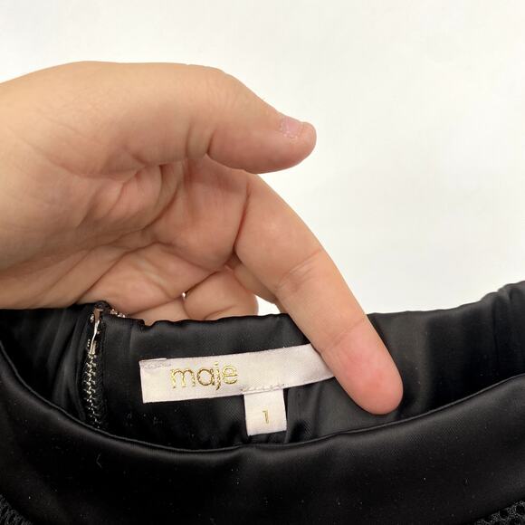 Maje black netted mini skirt - Picture 6 of 12